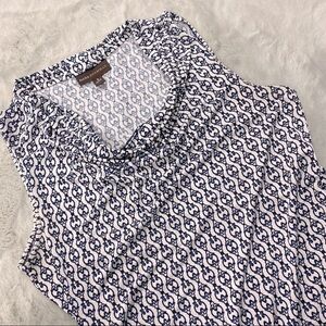Dana Buchman sleeveless blouse navy and white medium
